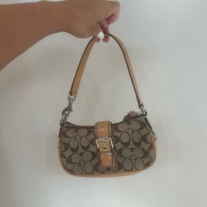 Brown leather coach purse